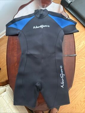 NeoSport Kids' Black & Blue Short Sleeve One-Piece Swimsuit